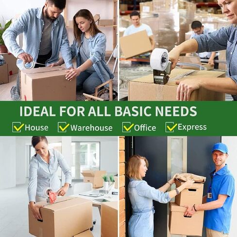 شريط تغليف عالي التحمل، شريط تغليف شفاف أكثر سمكًا للشحن والتعبئة المتحركة وختم 12 لفة، إجمالي 864Y 2.5 مل، 1.88 بوصة × 72 ياردة in Kuwait