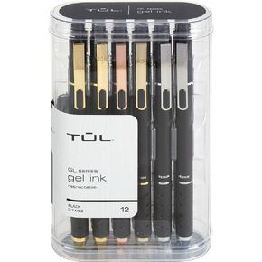 TUL® GL Series Retractable Gel Pens, Medium Point, 0.7 mm, Black Barrel, Black Ink, Pack Of 12 Pens in Kuwait