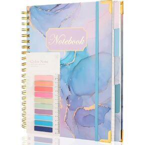 Ddaowanx Hardcover Spiral Notebook, College Ruled Notebook Journal, 8.5"x11", 320 Pages Large Lined Journals for Women Men, 5 Subject A4 Hardcover Notebook for Work School. (A4, Pink Marble)