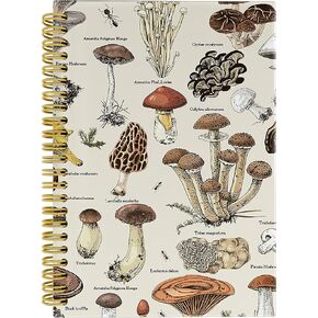 Tuqu Vintage Mushrooms Retro Botanical Champignons Fungi Chart Cottagecore Lined Hardcover Spiral Notebook Journal 5.5×8.3 Inch,College Ruled Notebook for Work Notes Journaling,Mushroom Lovers Gifts