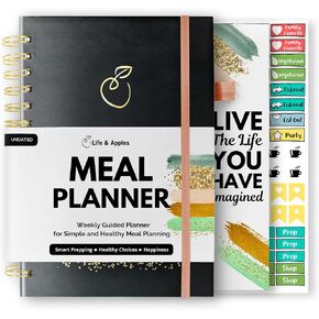Life & Apples Meal Planner with Grocery List - Weekly Menu Plan and Prep, Healthy Diet and Weight Loss Tracking, 1 Year Undated Meal Planning Notebook, 5 X 8 Inch Spiral Notebook, Retro in Saudi Arabia