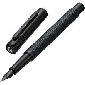 Matte Black Forest Fountain Pen Extra Fine Nib Classic Design with Converter and Metal Pen Box Set by Asvine