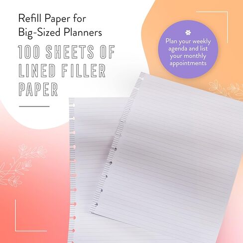 Happy Planner Plans + ورق إعادة تعبئة مخطط الملاحظات، 100 ورقة من ورق إعادة التعبئة المبطن للمجلات، حجم كبير in Kuwait