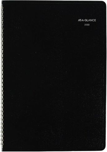 AT-A-GLANCE 2023 Monthly Planner, DayMinder, 8" x 12", Large, Faux Leather, Black (G47000) in Saudi Arabia