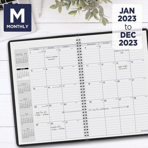 AT-A-GLANCE 2023 Monthly Planner, DayMinder, 8" x 12", Large, Faux Leather, Black (G47000) in Saudi Arabia