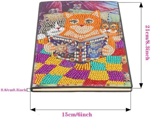 DIY Diamond Painting A5 50 Pages Notebook Reading Cat Diary Book Special Shaped Diamond Painting Embroidery Writing Journal Notebook Blank Notebook for Kids School Office in Saudi Arabia