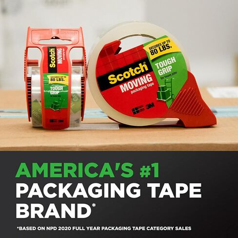 Scotch Tough Grip Moving Packaging Tape with Dispenser, 1.88 in x 22.2 yd, 44.80 Ounce in Saudi Arabia