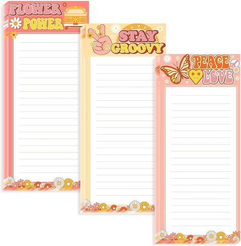 Whaline 3 Pack Groovy Magnetic Notepads Retro Groovy List to-Do Paper Pad Colorful Flower Butterfly Pattern Refrigerator Groceries Shopping List Stay Groovy Memo Pad for Adults Fridge Reminder Plan in Saudi Arabia