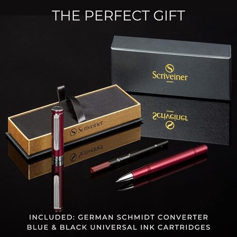 Scriveiner Black Rollerball EDC Luxury Pen, Stunning Pocket Pen with Chrome Finish, Cool Writing Pen, Best Pen Gift for Men & Women, German Schmidt Refill, Nice Present, Fancy Office Designer Pen Set in Kuwait