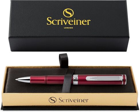 Scriveiner Black Rollerball EDC Luxury Pen, Stunning Pocket Pen with Chrome Finish, Cool Writing Pen, Best Pen Gift for Men & Women, German Schmidt Refill, Nice Present, Fancy Office Designer Pen Set in Kuwait