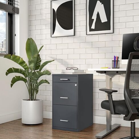 STAPLES 3-Drawer Vertical File Cabinet, Locking, Letter, Charcoal, 18" D (18606) in Saudi Arabia