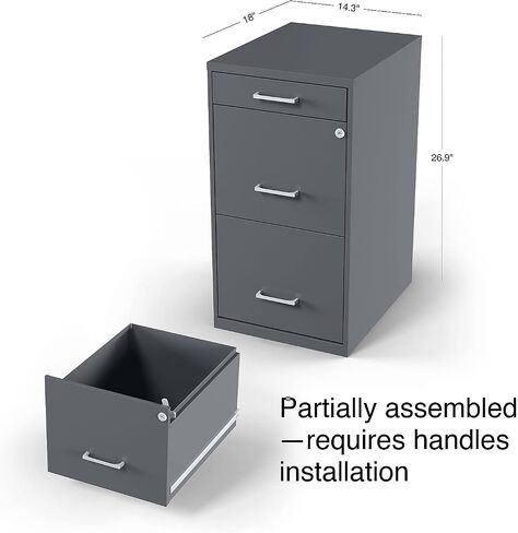STAPLES 3-Drawer Vertical File Cabinet, Locking, Letter, Charcoal, 18" D (18606) in Saudi Arabia