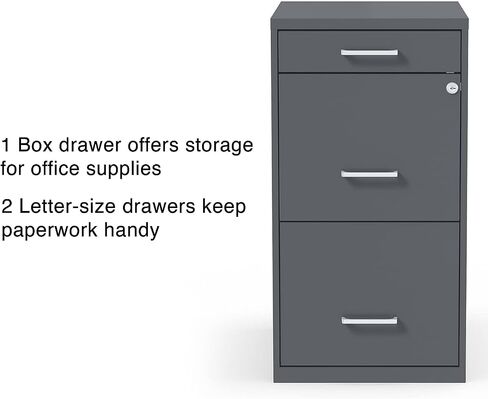 STAPLES 3-Drawer Vertical File Cabinet, Locking, Letter, Charcoal, 18" D (18606) in Saudi Arabia