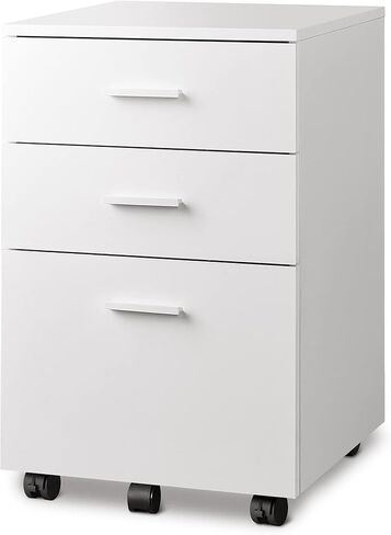 DEVAISE 3 Drawer Wood Mobile File Cabinet, Rolling Filing Cabinet for Letter/A4 Size, Black in Saudi Arabia