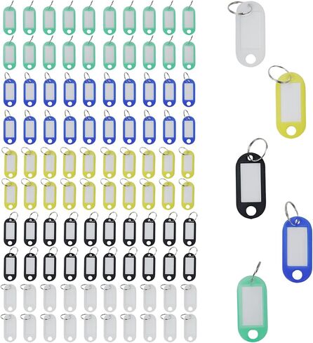 Faotup 100Pcs Plastic Colorful Label Number Plate with Key Ring Plastic Key Tags in Saudi Arabia