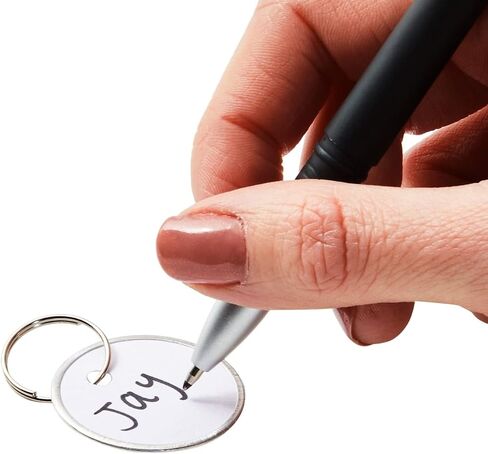 100-Pack Blank White Paper Metal Split 1-Inch Ring Key Labels, Round Tags with Metal Rims for Labeling Car or Household Keys, Luggage, Garage Sales, Pet Collars in Saudi Arabia