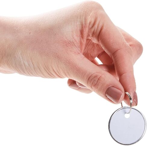 100-Pack Blank White Paper Metal Split 1-Inch Ring Key Labels, Round Tags with Metal Rims for Labeling Car or Household Keys, Luggage, Garage Sales, Pet Collars in Saudi Arabia