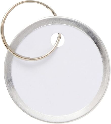 100-Pack Blank White Paper Metal Split 1-Inch Ring Key Labels, Round Tags with Metal Rims for Labeling Car or Household Keys, Luggage, Garage Sales, Pet Collars in Saudi Arabia