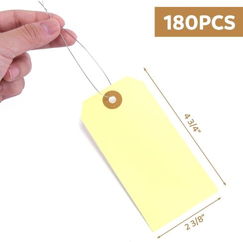 Koogel 180PCS Manila Paper Tags, Blank Shipping Tags with Reinforced Eyelet and Wire 4 3/4 x 2 3/8 Inch Hang Tags for Packing Inventory Luggage Garage Organization in Saudi Arabia