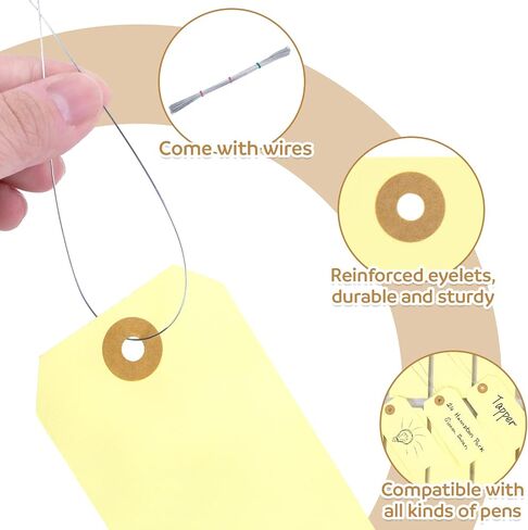 Koogel 180PCS Manila Paper Tags, Blank Shipping Tags with Reinforced Eyelet and Wire 4 3/4 x 2 3/8 Inch Hang Tags for Packing Inventory Luggage Garage Organization in Saudi Arabia