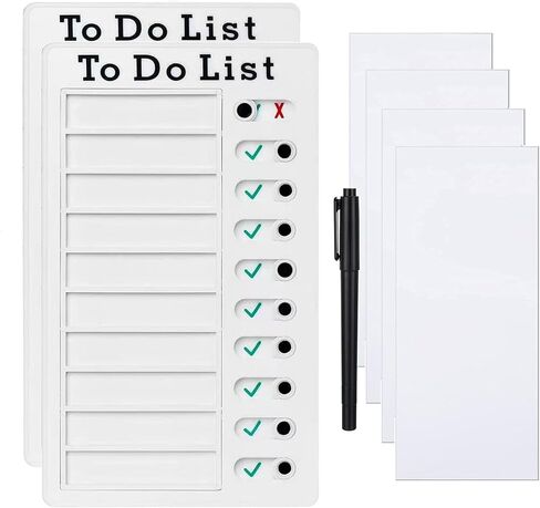 2 Pieces Daily Plan Board Sliding Chore Chart Checklist Memo to Do List Reusable Plastic WhiteBoard for Wall 4.7x7.9 Inch in Saudi Arabia