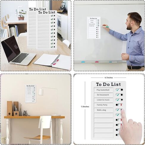 2 Pieces Daily Plan Board Sliding Chore Chart Checklist Memo to Do List Reusable Plastic WhiteBoard for Wall 4.7x7.9 Inch in Saudi Arabia