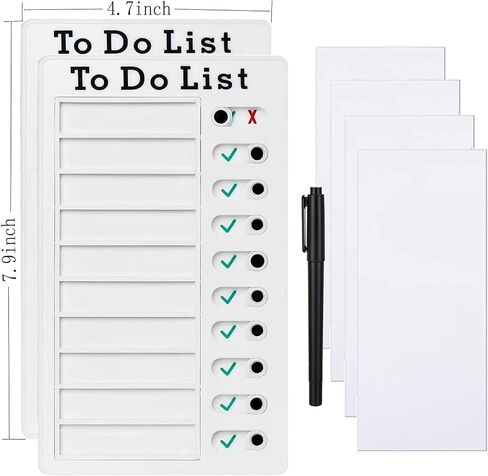 2 Pieces Daily Plan Board Sliding Chore Chart Checklist Memo to Do List Reusable Plastic WhiteBoard for Wall 4.7x7.9 Inch in Saudi Arabia