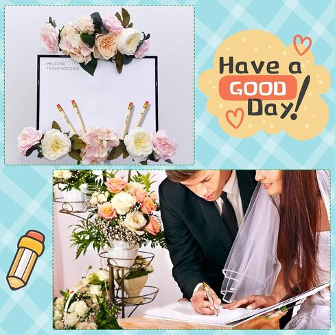 Outus 50 Pieces Wedding Pencils for Bridal Shower Half Pencil with Eraser 4 Inch Mini Hexagon 2 HB Short Pre Sharpened Half Pencils for Wedding Presents,Golf,Classroom, School, 2 Styles (Wood) in Saudi Arabia