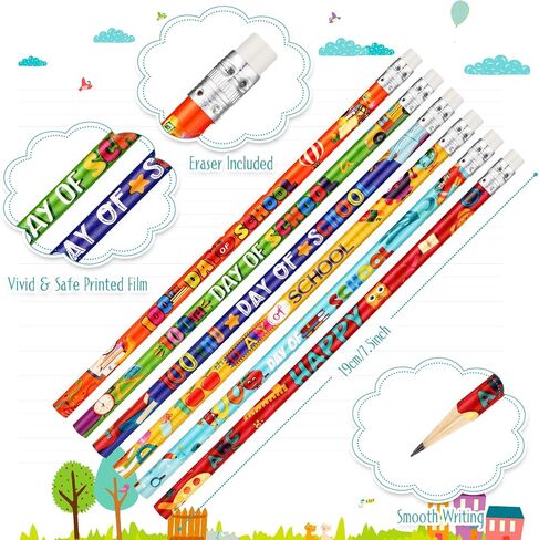 100 Pieces 100th Day of School Pencil Inspirational Pencils with Eraser Tops Cute Pencils Kids Pencils School Supplies for Drafting Drawing Students Teachers Workers Classrooms Party Gifts Favors in Saudi Arabia