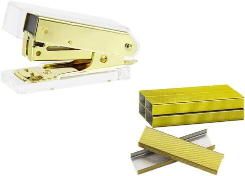 Mini Stapler with Staples Set Clear Acrylic Rose Gold Metallic Manual Stapler and 1000pcs 6/26 Colored Staples Kit for Desk Supplies Accessory(Rose Gold Mini Stapler with Staples) in Kuwait