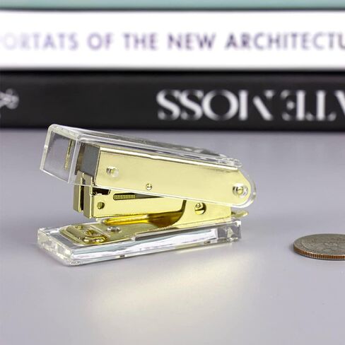 Mini Stapler with Staples Set Clear Acrylic Rose Gold Metallic Manual Stapler and 1000pcs 6/26 Colored Staples Kit for Desk Supplies Accessory(Rose Gold Mini Stapler with Staples) in Kuwait