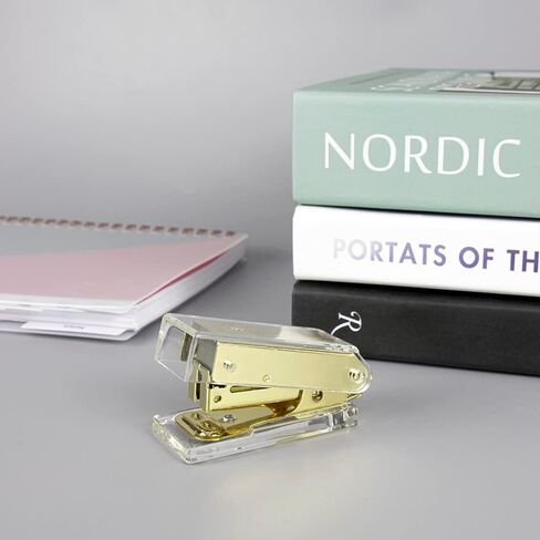 Mini Stapler with Staples Set Clear Acrylic Rose Gold Metallic Manual Stapler and 1000pcs 6/26 Colored Staples Kit for Desk Supplies Accessory(Rose Gold Mini Stapler with Staples) in Kuwait