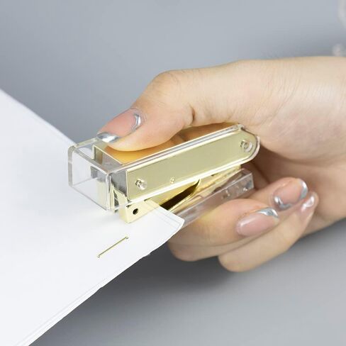 Mini Stapler with Staples Set Clear Acrylic Rose Gold Metallic Manual Stapler and 1000pcs 6/26 Colored Staples Kit for Desk Supplies Accessory(Rose Gold Mini Stapler with Staples) in Kuwait