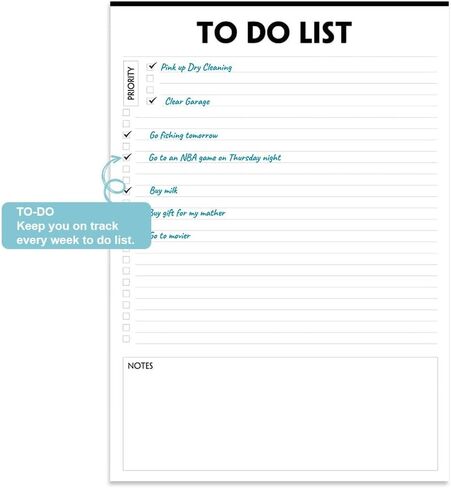 To Do List Notepad - 5.5"x8.2", 50 Sheets, To Do Notebook with Check List Organizing, Tear Off, Simple Script, College Ruled To Do Planner for Daily Task in Kuwait