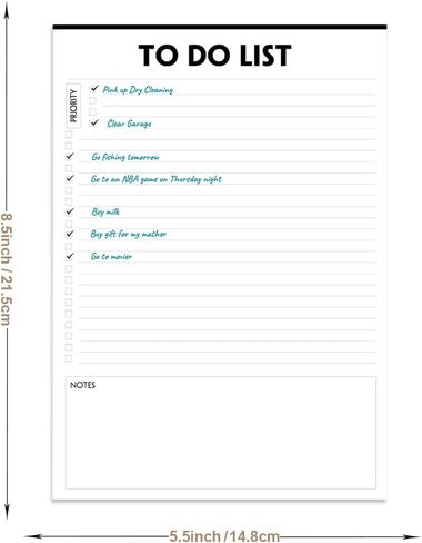 To Do List Notepad - 5.5"x8.2", 50 Sheets, To Do Notebook with Check List Organizing, Tear Off, Simple Script, College Ruled To Do Planner for Daily Task in Kuwait