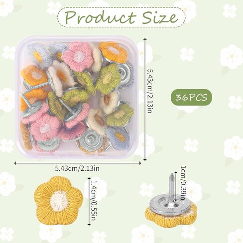 36pcs Flower Push Pins, Flower Thumb Tacks Cute Decorative Push Pins Colorful Floret Push Pin for CorkBoard Whiteboard Photo Wall Map Office Home in Saudi Arabia