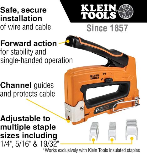 Klein Tools 450-100 دباسة شديدة التحمل للصوت والدبابيس الثقيلة، دبابيس معزولة 5/16 × 5/16 بوصة ودبابيس شديدة التحمل، دبابيس معزولة 1/4 × 5/16 بوصة لكابلات بيانات CAT3 وCAT5e in Saudi Arabia