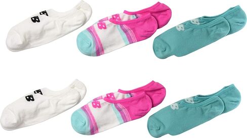 New Balance Ultra Low No Show 6-Pair (Toddler/Little Kid/Big Kid) White/Peony/Aqua/White/White/Black LG (3.5 Big Kid - 7 Big Kid) in Kuwait