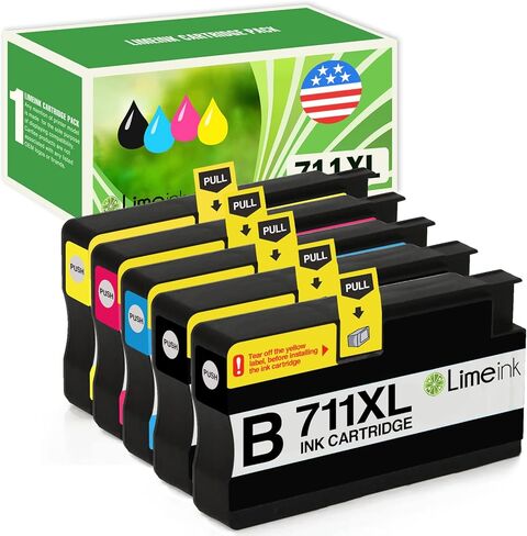 Limeink Compatible Ink Cartridges Replacement for HP 711 Ink Cartridge Ink for HP T120 for HP Designjet T120 Ink T520 Ink 711xl 711 Magenta Black Cyan Yellow (5 Pack) in Saudi Arabia