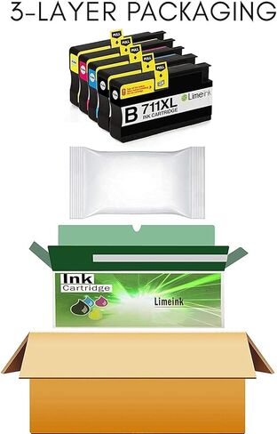 Limeink Compatible Ink Cartridges Replacement for HP 711 Ink Cartridge Ink for HP T120 for HP Designjet T120 Ink T520 Ink 711xl 711 Magenta Black Cyan Yellow (5 Pack) in Saudi Arabia