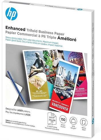 Hp Q6612a Tri-Fold Laser Brochure Paper, 97 Brightness, 40Lb, 8-1/2 X 11, White, 150 /Pack in Saudi Arabia