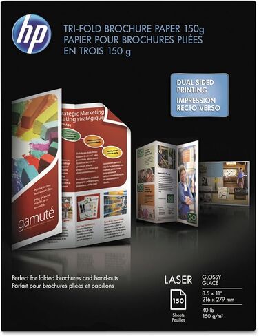 Hp Q6612a Tri-Fold Laser Brochure Paper, 97 Brightness, 40Lb, 8-1/2 X 11, White, 150 /Pack in Saudi Arabia