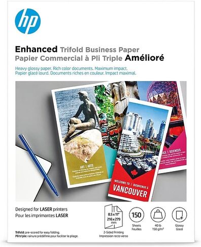 Hp Q6612a Tri-Fold Laser Brochure Paper, 97 Brightness, 40Lb, 8-1/2 X 11, White, 150 /Pack in Saudi Arabia