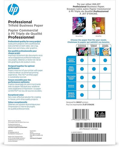 Hp Q6612a Tri-Fold Laser Brochure Paper, 97 Brightness, 40Lb, 8-1/2 X 11, White, 150 /Pack in Saudi Arabia