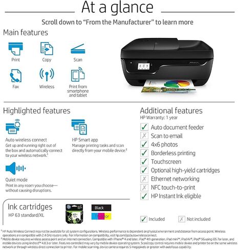 HP OfficeJet 3830 All-in-One Wireless Color Printer with Mobile Printing, HP Instant Ink & Amazon Dash Replenishment Ready (K7V40A) (Renewed) in Saudi Arabia