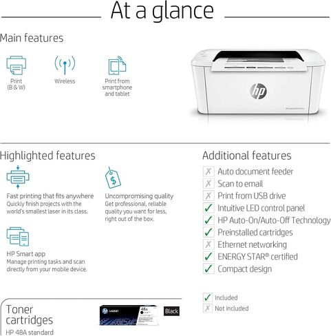 HP Laserjet Pro M15w Wireless Laser Printer (W2G51A) (Renewed) in Kuwait