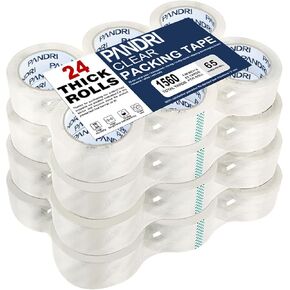 PANDRI Clear Packing Tape, 24 Rolls Heavy Duty Packaging Tape for Shipping Packaging Moving Sealing, 1.88 inches Wide, 65 Yards Per Roll, Total 1560 Yards in Kuwait