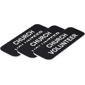Church Volunteer 1 x 3" Name Tag/Badge, Black, (3 Pack) in Kuwait
