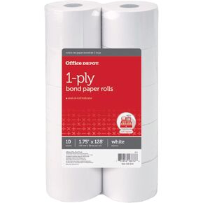Office Depot 1-Ply Paper Rolls, 1 3/4in. x 128ft., White, Pack Of 10, 109044 in Saudi Arabia