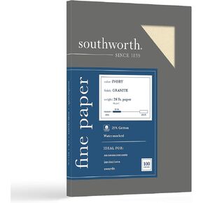 Southworth 25% Cotton Granite Specialty Paper, 8.5 x 11, 24 lb/90 GSM, Gray, 100 Sheets - Packaging May Vary (P914CK)